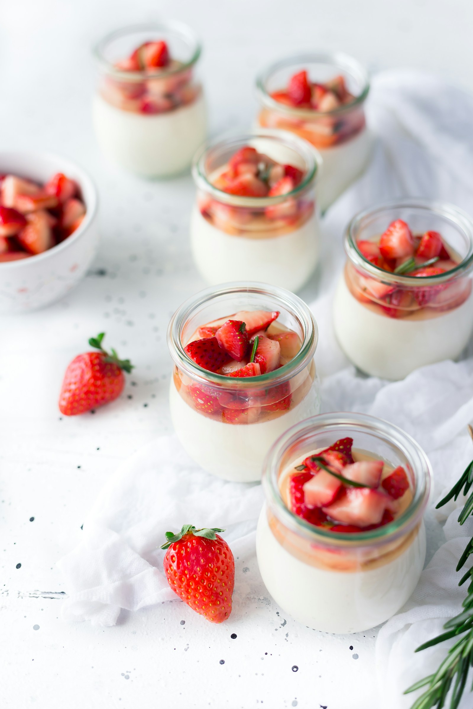 Fresh strawberry desserts elegantly presented