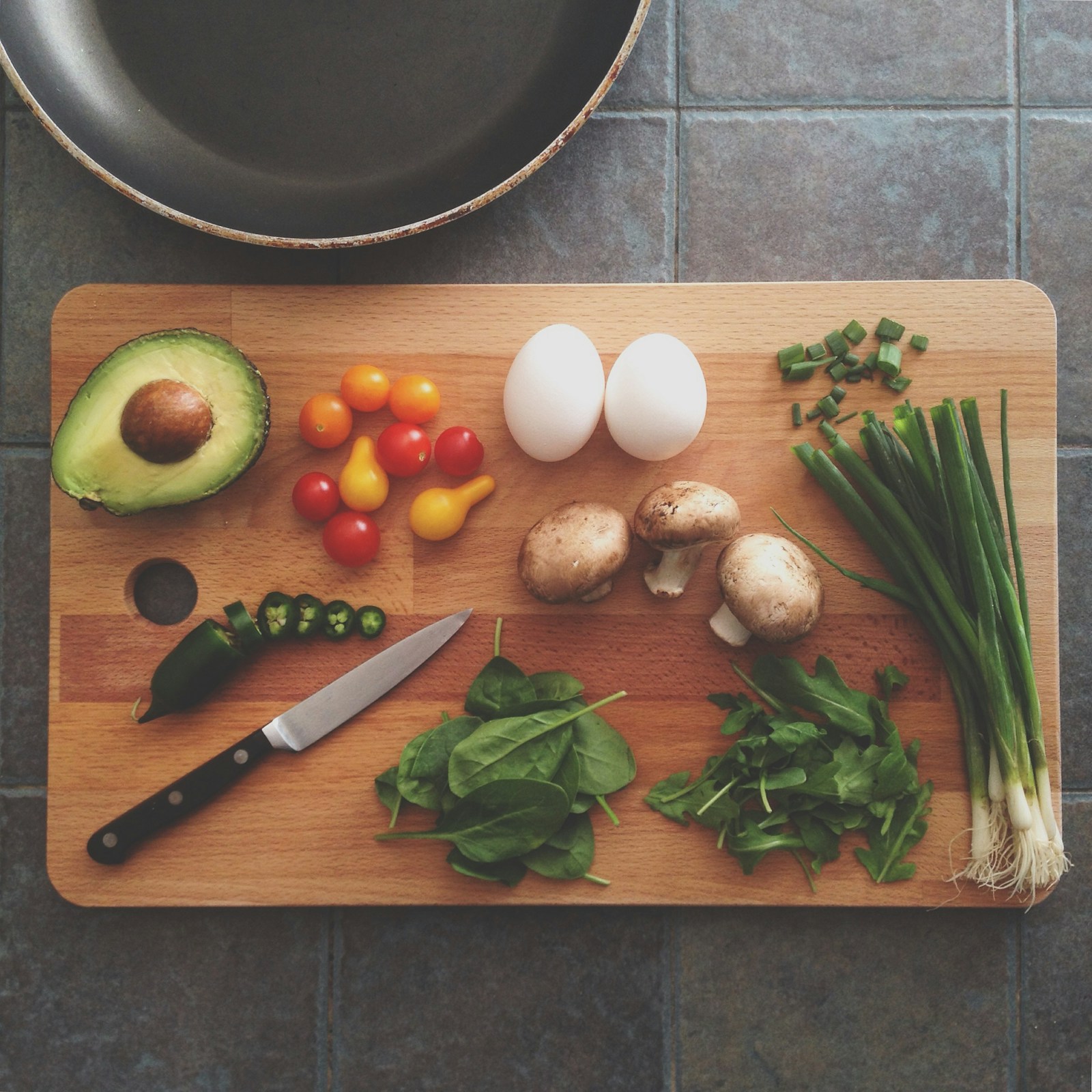 Fresh locally sourced ingredients on chopping board